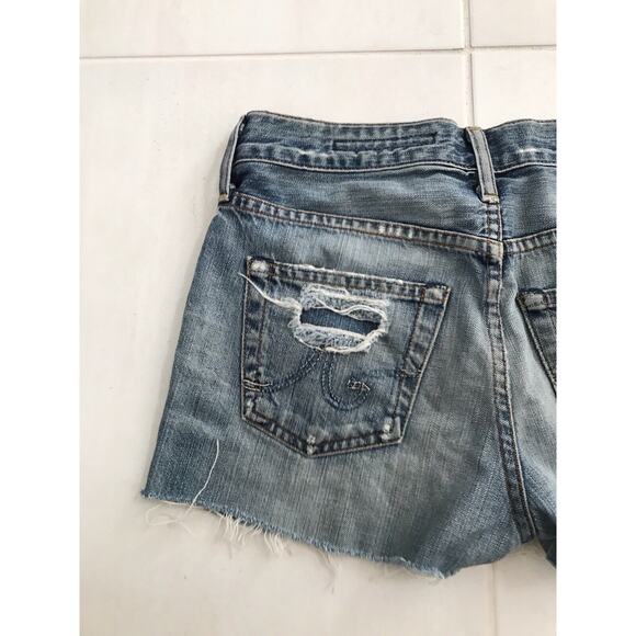 AG Adriano Goldschmied Shorts Ex Boyfriend Distressed Cut Off Denim - Picture 7 of 9